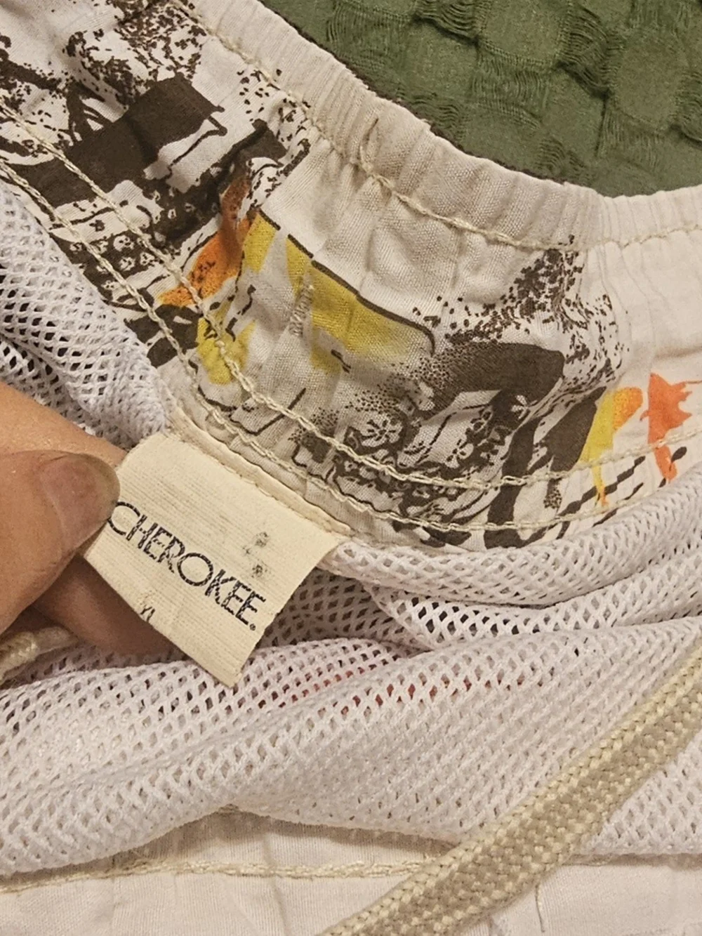Cherokee Orange Contrast Panel Swim Shorts with Brown and White Accents